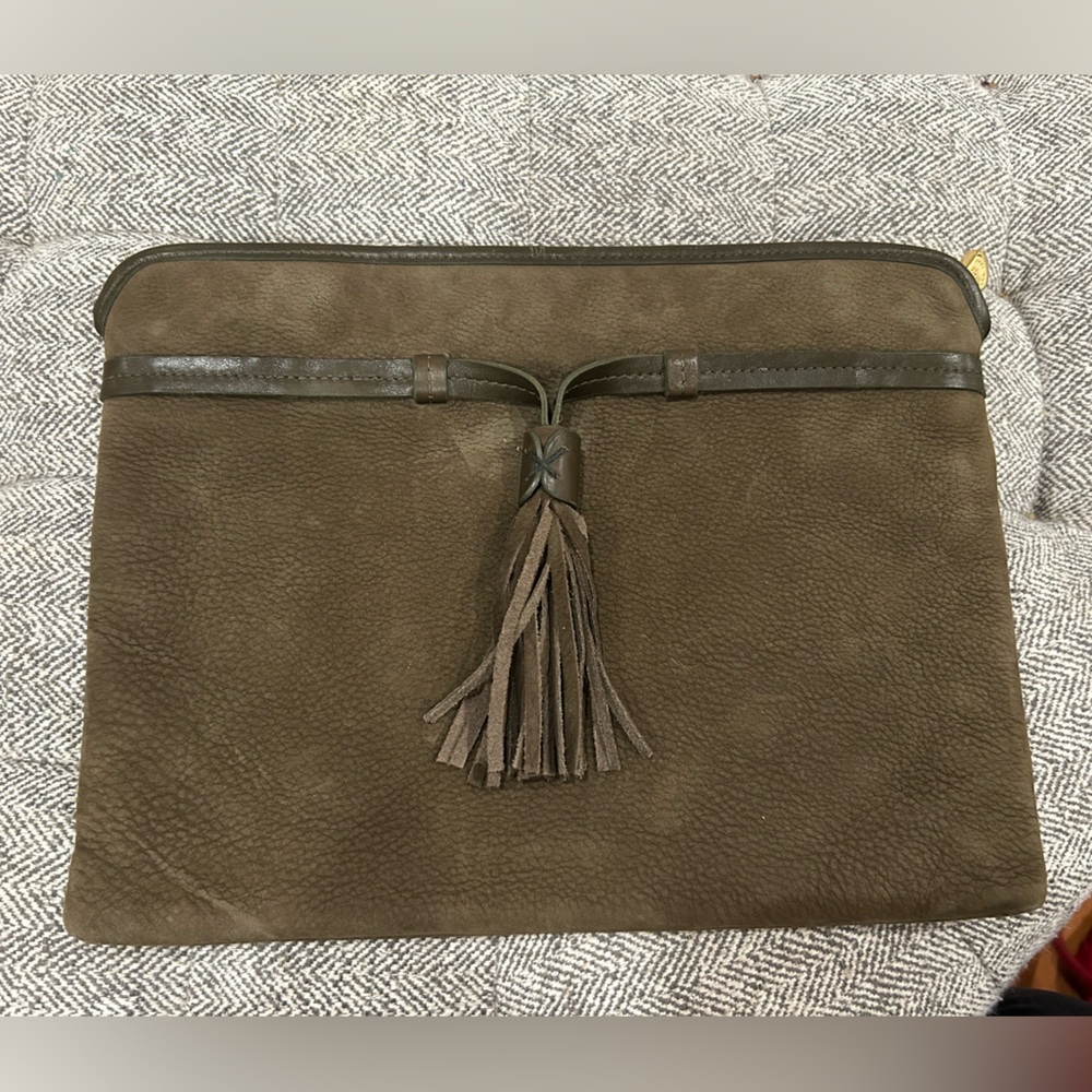 Gigi suede green clutch- excellent condition